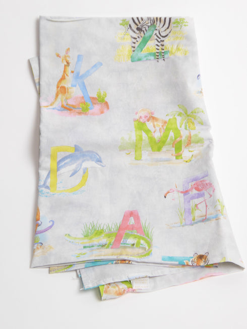 Zara - Lakentje Licht grijs/blauw lakentje met dierenprint - afmeting: 150x100cm